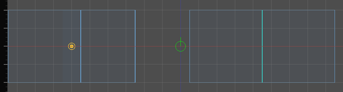 Two pairs of rooms from above: on the left two overlapping air brushes that make one continuous space, on the right two abutting ones that meet at an opening