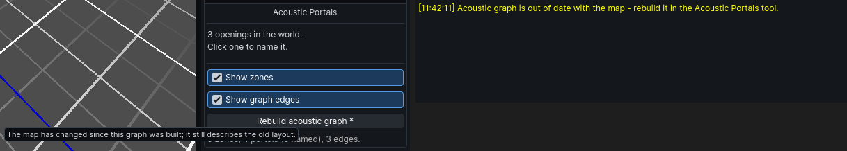 The build button reading Rebuild audio graph * after a room was moved