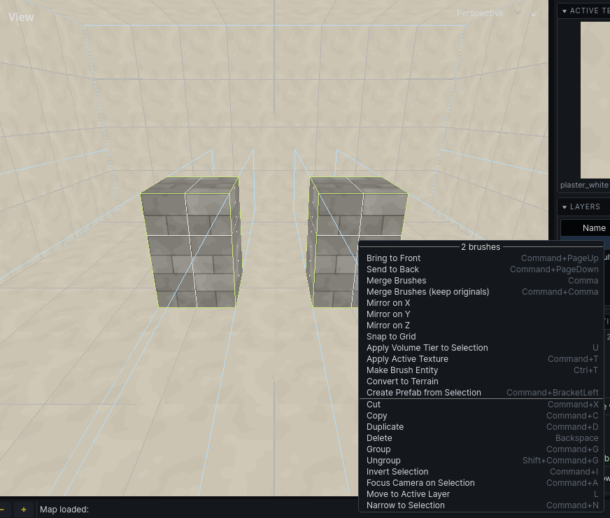The right-click menu on a brush