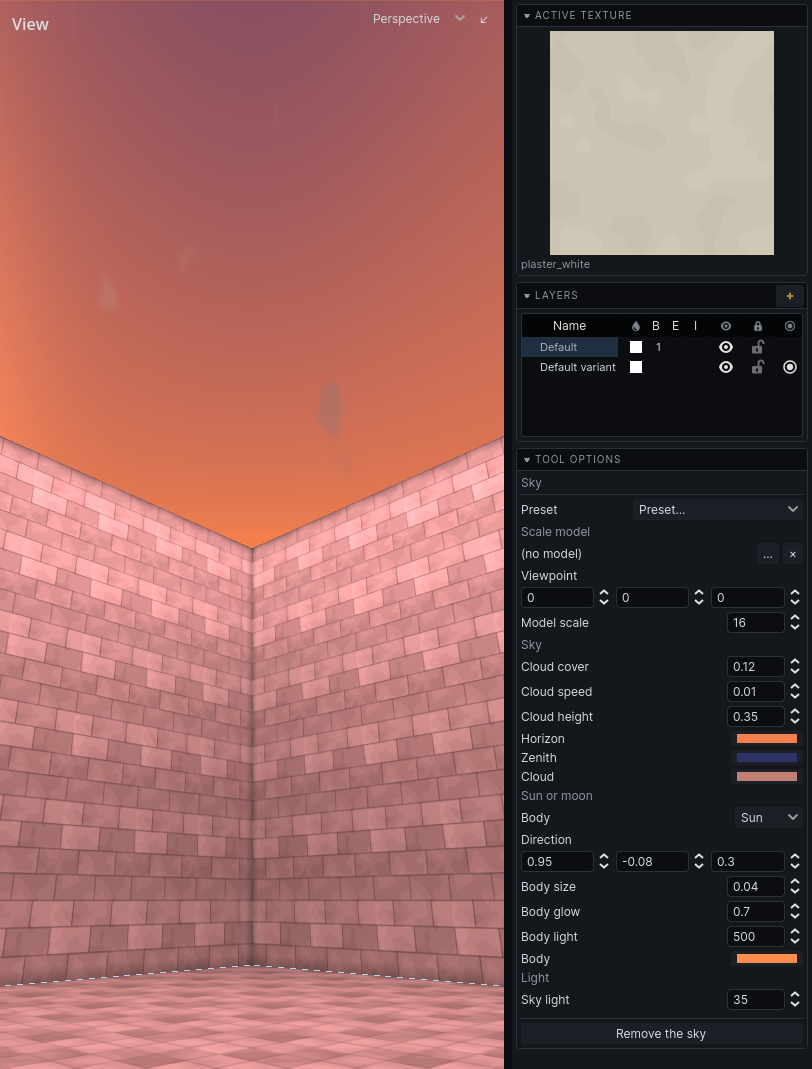 The sky tool with a dusk preset