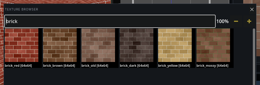 The texture browser filtered to brick textures