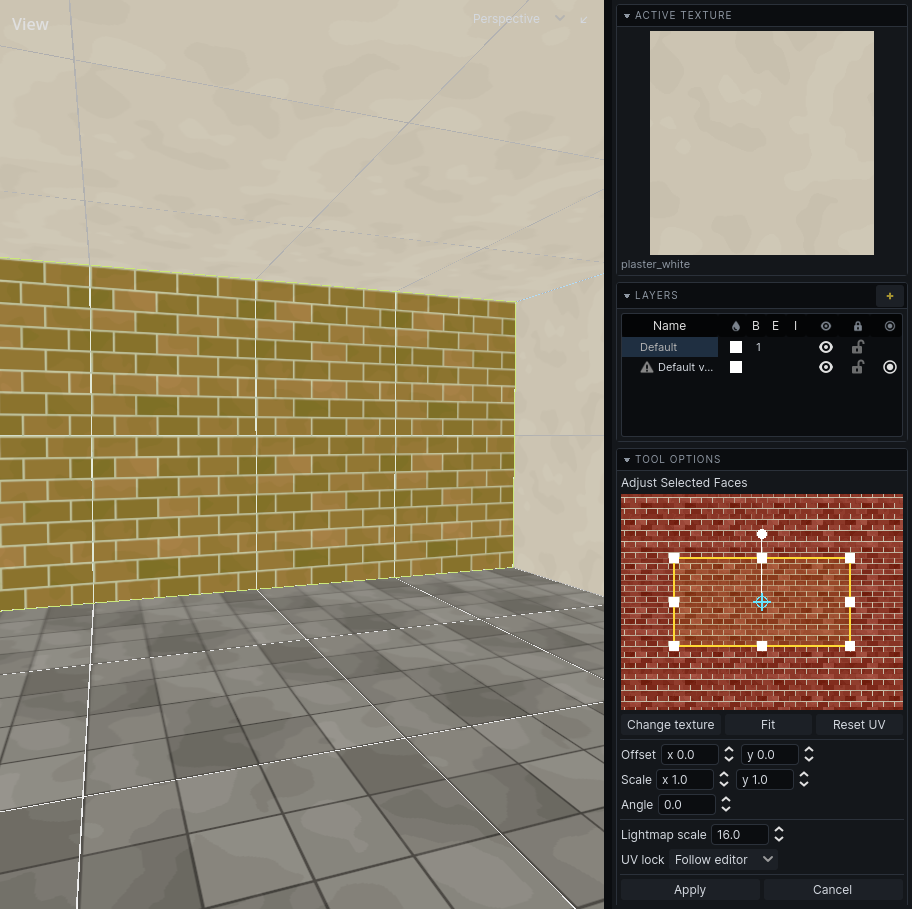 The face panel lining a texture up on a wall